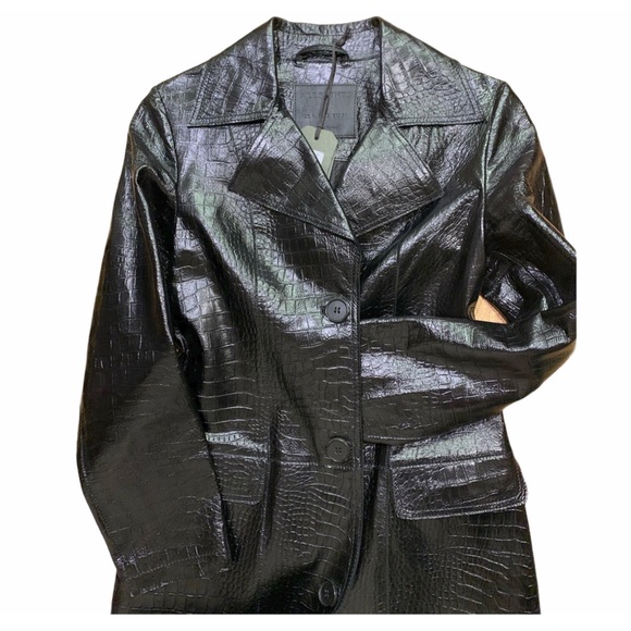 SOLD NEW AllSaints Coat Black The Ali Mac Leather Coat Size 2 - Picture 5 of 11